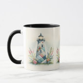 Mug Patchwork Lighthouse Coastal Floral Scene (Gauche)
