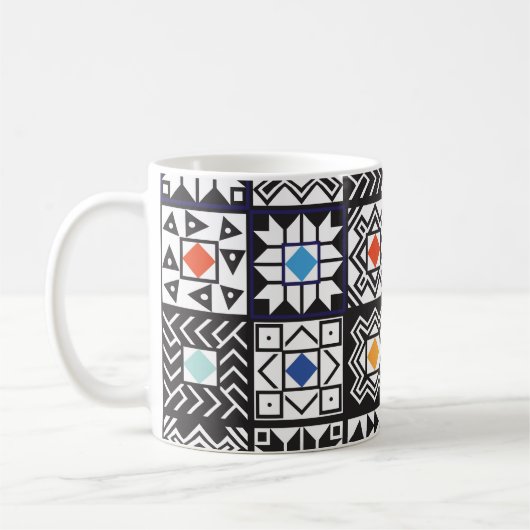 Mug Patchwork Maori : Ethnic Carpet Design. (Gauche)