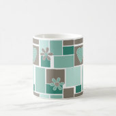 Mug Patchwork marron turquoise de carrés (Centre)