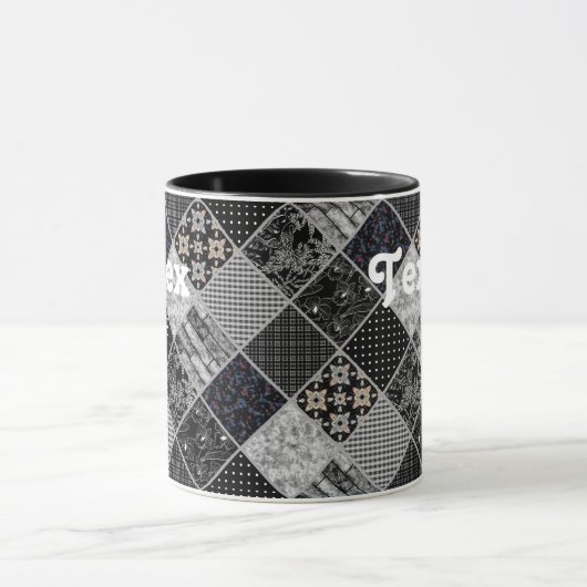 Mug Patchwork monochrom noir gris blanc patchwork qui (Centre)