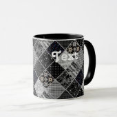 Mug Patchwork monochrome noir gris blanc patchwork qui (Devant droit)