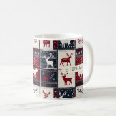 Mug Patchwork nordique de Noël | Rennes (Devant droit)