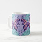 Mug Patchwork Papillon pourpre et Aqual (Devant gauche)