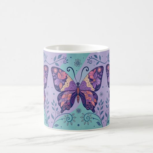 Mug Patchwork Papillon pourpre et Aqual (Centre)