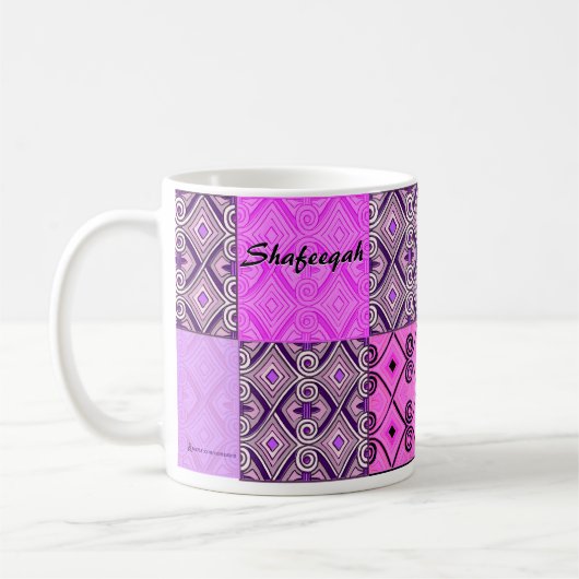 Mug Patchwork persan pourpre (tasse personnalisée) (Gauche)