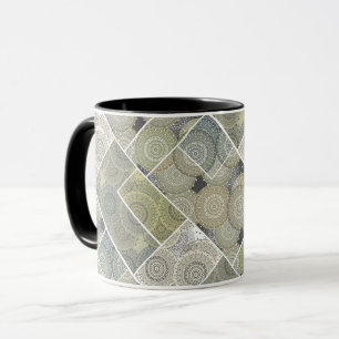 Mug Patchwork quilt céramique cercles carreaux mandala