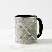 Mug Patchwork quilt céramique cercles carreaux mandala (Devant droit)
