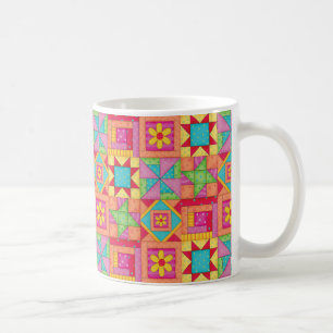 Mug Patchwork Quilt Multicolor Blocks Coloré