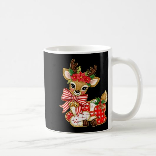 Mug Patchwork Reindeer Preppy Girly Christmas Xmas Hol (Droite)