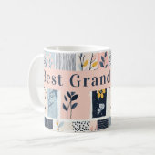 Mug Patchwork rose et marine Meilleure grand-mère (Devant gauche)