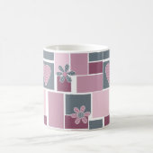 Mug Patchwork rose gris marron de carrés (Centre)