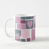 Mug Patchwork rose gris marron de carrés (Gauche)