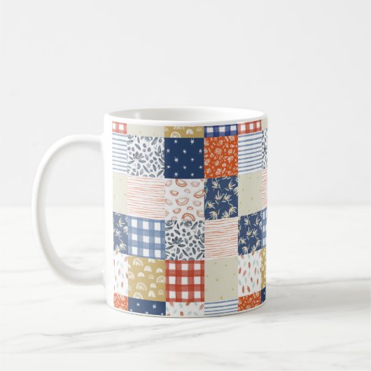 Mug Patchwork rouge et bleu (Gauche)
