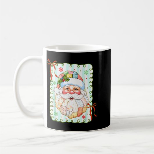 Mug Patchwork Santa Claus Face Coquette Merry Christma (Gauche)