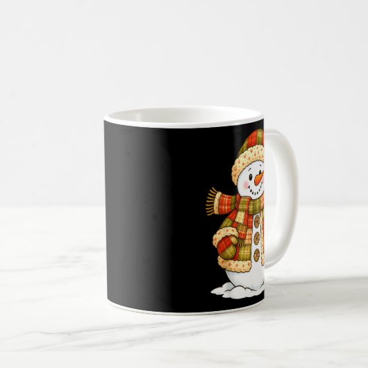 Mug Patchwork Snowman Retro Funny Snowman Holiday Chri (Devant droit)