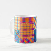 Mug Patchwork textile : motif vintage transparent. (Devant gauche)