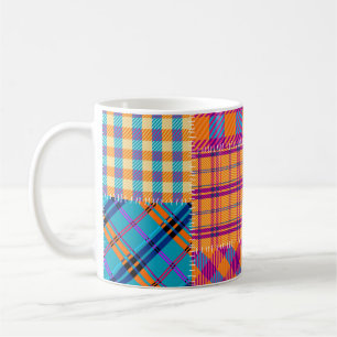 Mug Patchwork textile : motif vintage transparent.
