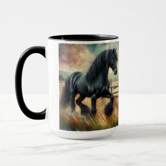 Mug Pâte de Cheval Frésilien Noir clôtures rustiques (Gauche)