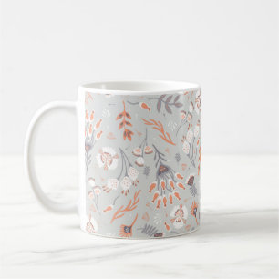 Mug Pâte Gris Orange Floral, Motif sans joint,
