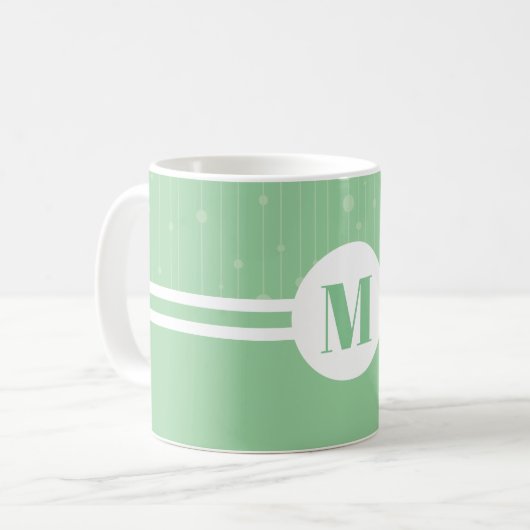 Mug Pâte monogramme à rayures vertes à la menthe paste (Devant gauche)