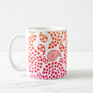 Mug Pâtes De Chien Coloré Et Coeurs Paisley Imprimer