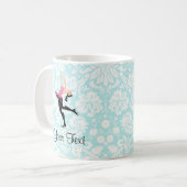 Mug Patinage de glace turquoise de motif de damassé (Devant gauche)