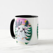 Mug Patinage mignon Pingouins Snowscene Amusant Ringer (Devant gauche)