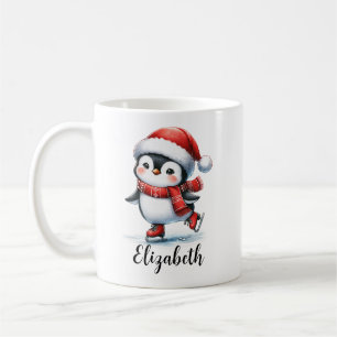 Mug Patinage sur glace de pingouin mignon personnalisé