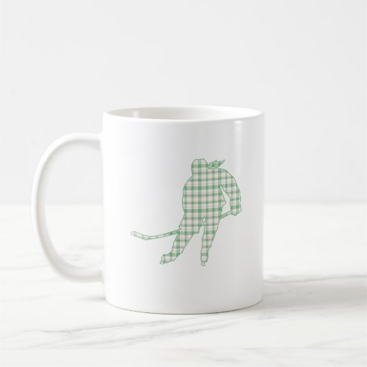 Mug Patineuse de hockey Silhouette Green Plaid (Gauche)