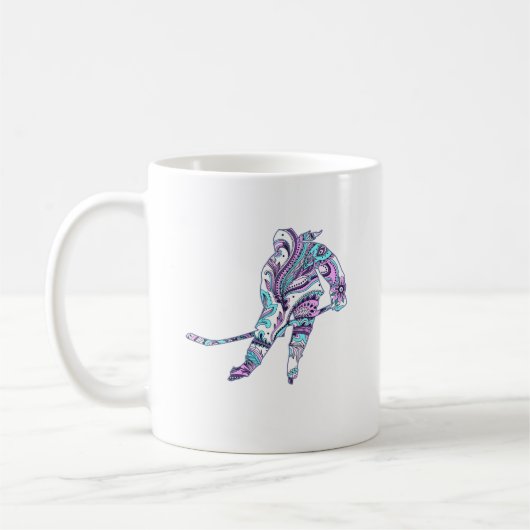 Mug Patineuse de hockey Silhouette Paisley (Gauche)
