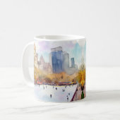 Mug Patinoire Central Park New York aquarelle (Devant gauche)