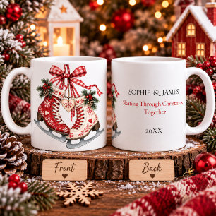 Mug Patins à glace de Noël nordique Romance d'hiver