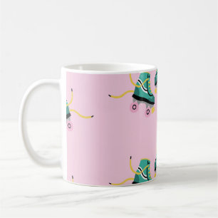 Mug Patins à rouleaux rétrogrades : motif rose.