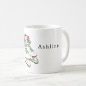 Mug Patins de glace d'hiver Lacets Rouge Blanc Vert (Devant droit)