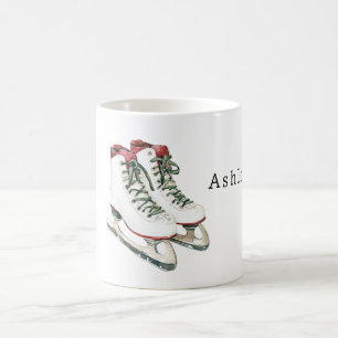 Mug Patins de glace d'hiver Lacets Rouge Blanc Vert