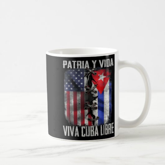 Mug Patria Y Vida Viva Cuba Libre Patriotic Retro USA (Droite)