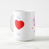 Mug Patricia, fleurs, coeurs, remous - nous *Heart* (Devant gauche)