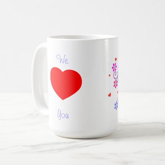 Mug Patricia, fleurs, coeurs, remous - nous *Heart* (Devant gauche)