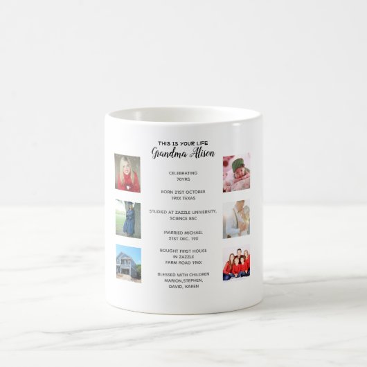 Mug Patrimoine Grand-mère PHOTO COLLAGE Vie Histoire K (Centre)