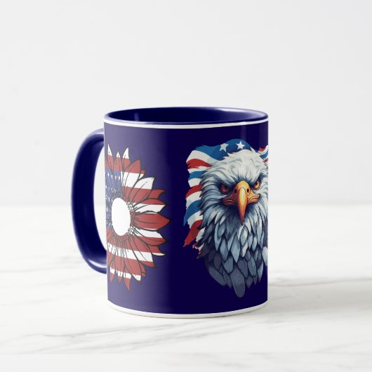 Mug Patriotic American Eagle Sunflower Flag Navy Combo (Devant gauche)