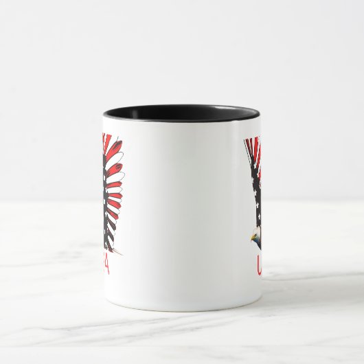 Mug Patriotic Bald Eagle Flying Design (Centre)