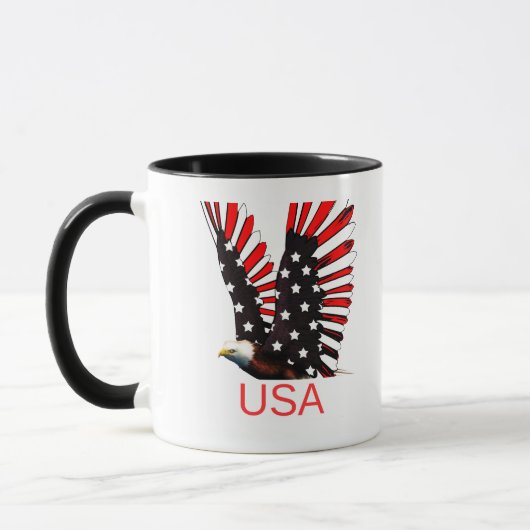 Mug Patriotic Bald Eagle Flying Design (Gauche)