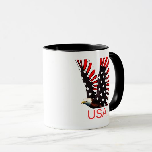 Mug Patriotic Bald Eagle Flying Design (Devant droit)
