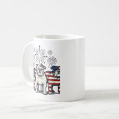 Mug Patriotic Bulldog Fireworks Vintage Engraving Desi (Devant gauche)