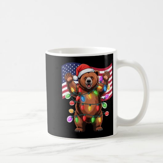 Mug Patriotic Christmas Grizzly Bear Holiday Light San (Droite)