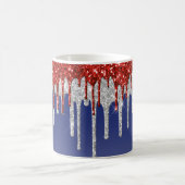 Mug Patriotic Red White Glitter Drip Blue (Centre)