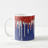 Mug Patriotic Red White Glitter Drip Blue (Gauche)
