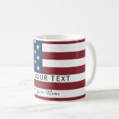Mug Patriotic US Flag Custom Text Name (Devant droit)