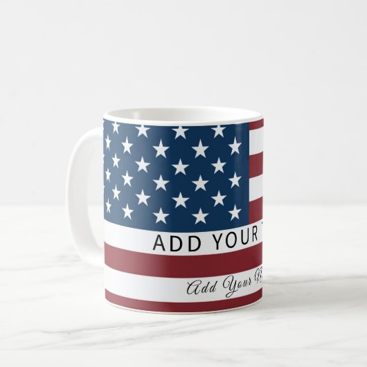 Mug Patriotic US Flag Custom Text Name (Devant gauche)