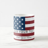 Mug Patriotic US Flag Custom Text Name (Centre)